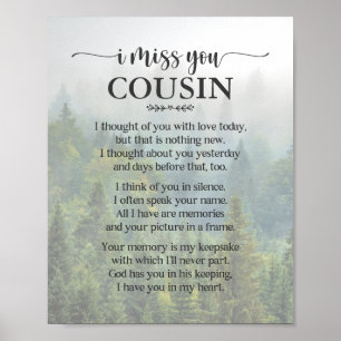 Vermisse Dich Cousin Gedicht Poster