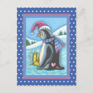 VERMISSE DICH, EINSAMES HERZ PENGUIN-LAUNE FEIERTA POSTKARTE