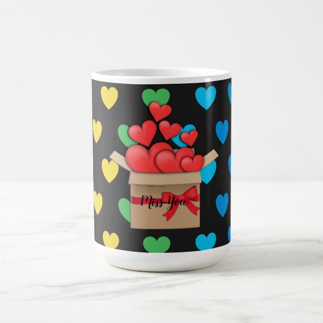 Vermisse dich, farbenfrohes Herzdesign Kaffeetasse (Mittel)