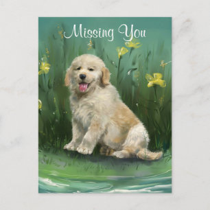 Vermisse Dich Golden Retriever Welpe Postkarte
