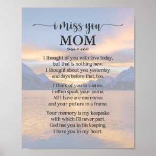 Vermisse Dich Mama Gedichtposter Poster
