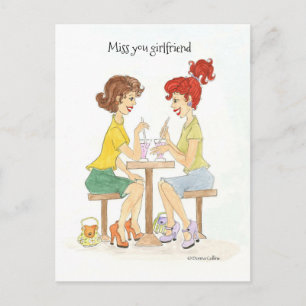 Vermisse-Dich-Soda-Mädchen-Postkarte Postkarte