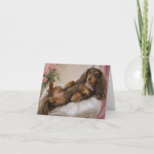 Vermisse Langhaar-Dachshund  Karte