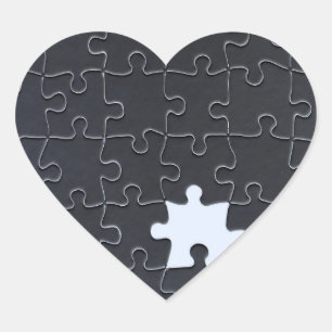 Vermisst Jigsaw Puzzle Piece schwarz Herz-Aufkleber