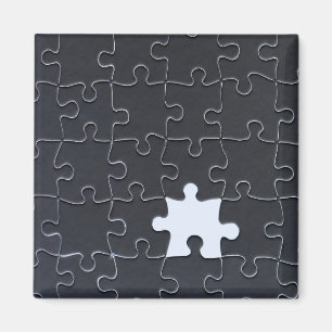 Vermisst Jigsaw Puzzle Piece schwarz Magnet
