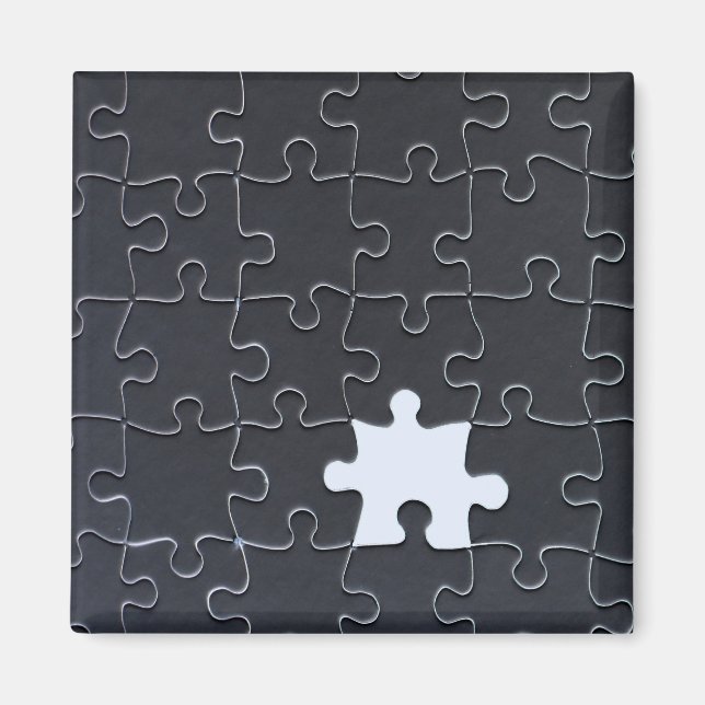 Vermisst Jigsaw Puzzle Piece schwarz Magnet (Vorne)