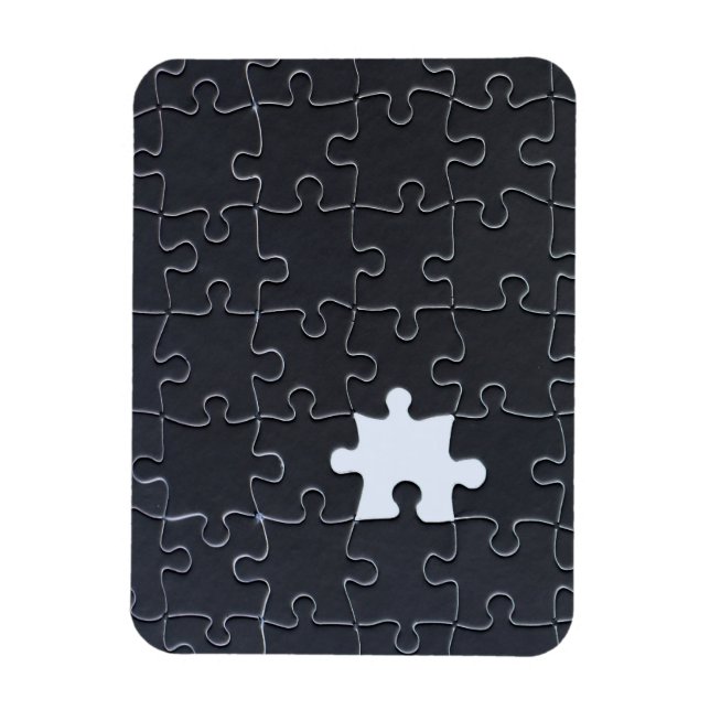Vermisst Jigsaw Puzzle Piece schwarz Magnet (Vertikal)