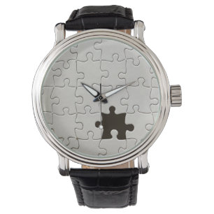 Vermisst Jigsaw Puzzle Piece White Armbanduhr