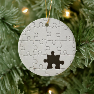 Vermisst Jigsaw Puzzle Piece White Keramik Ornament
