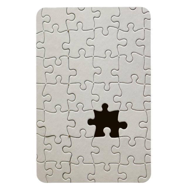 Vermisst Jigsaw Puzzle Piece White Magnet (Vertikal)