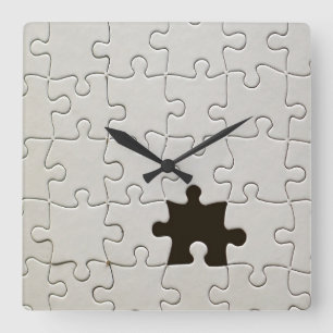 Vermisst Jigsaw Puzzle Piece White Quadratische Wanduhr