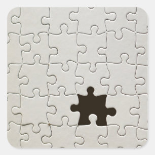 Vermisst Jigsaw Puzzle Piece White Quadratischer Aufkleber