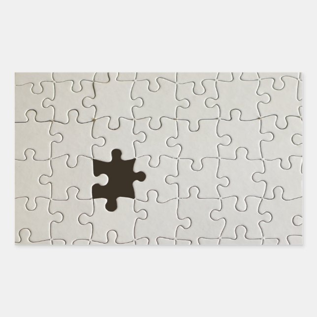 Vermisst Jigsaw Puzzle Piece White Rechteckiger Aufkleber (Vorderseite)