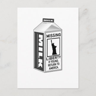 Vermisst Liberty Milk Carton Postkarte