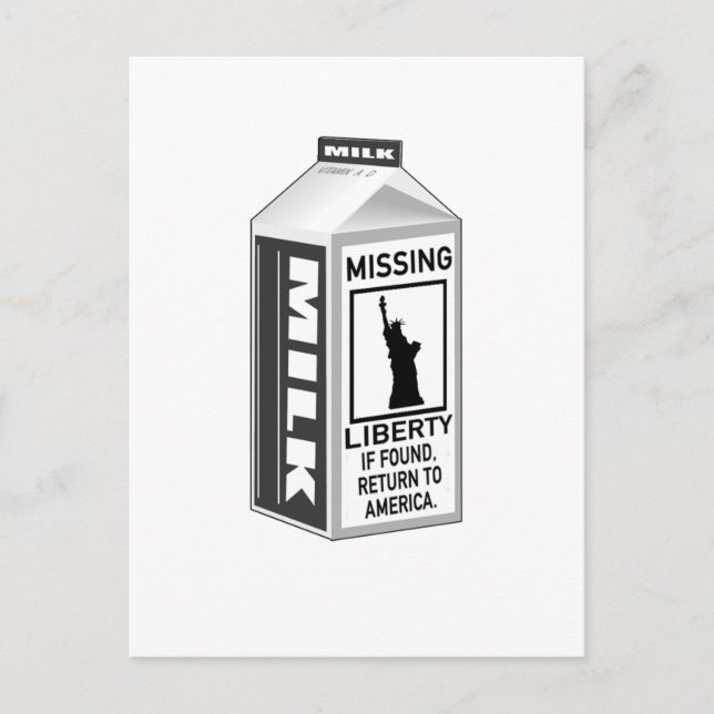 Vermisst Liberty Milk Carton Postkarte (Vorderseite)