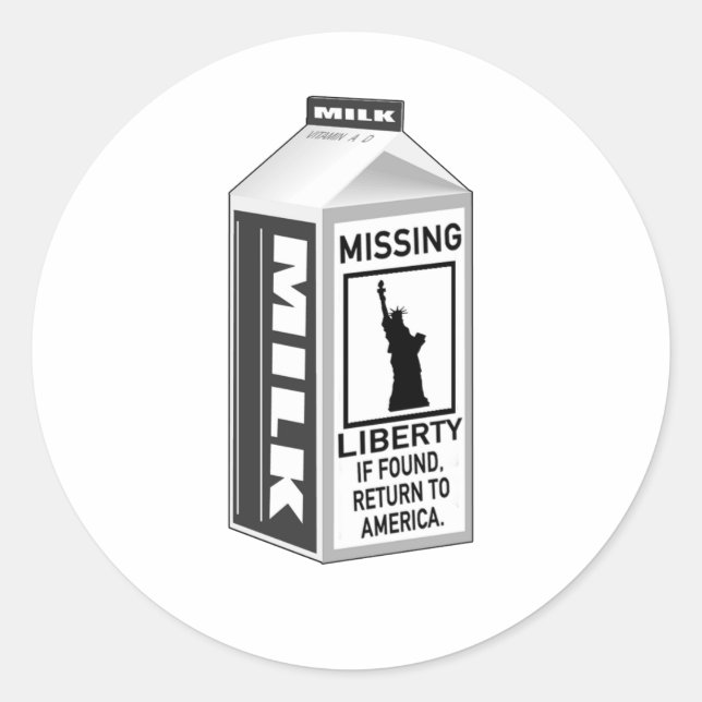 Vermisst Liberty Milk Carton Runder Aufkleber (Vorderseite)