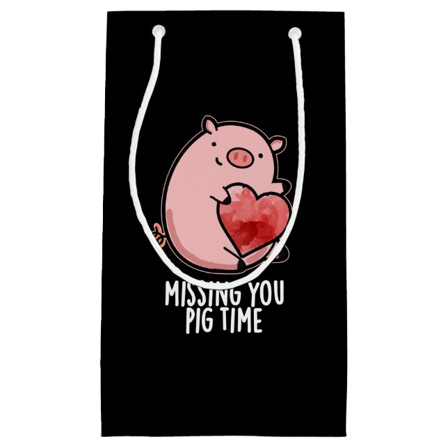 Vermisst Pig Time Funny Animal Pub Dark BG Kleine Geschenktüte (Vorderseite)