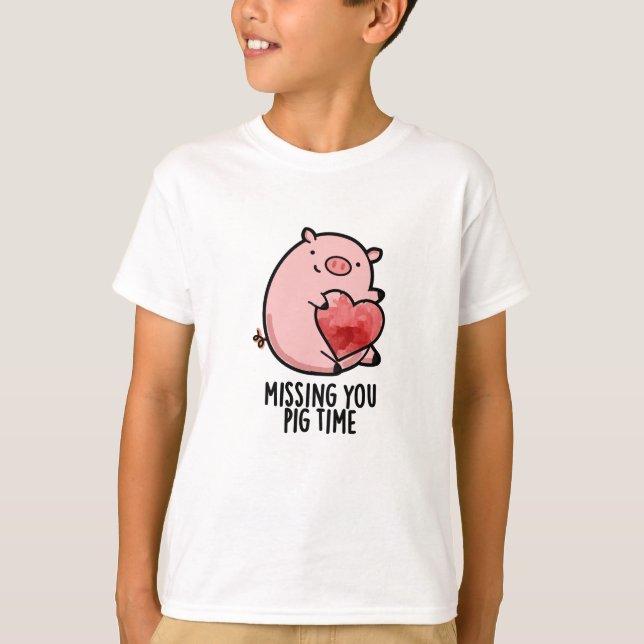 Vermisst Pig Time Funny Animal Puff T-Shirt (Vorderseite)