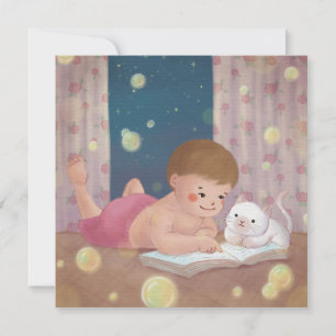 Vermisst Sie: Junge und Katze Illustration Einladung