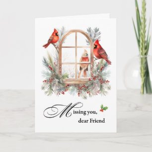 Vermisst Sie lieben Freunde Winter Kardinal Vögel Karte