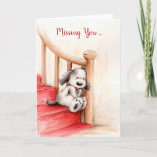 Vermisst Sie, Sad Dog Gewartet auf Treppen Karte