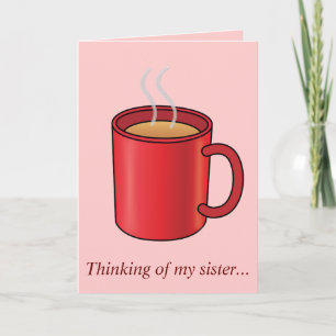 Vermisst Sie Schwester: Rote Kaffee-Tasse Karte