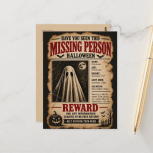 Vermisste Person Geist Halloween Postkarte