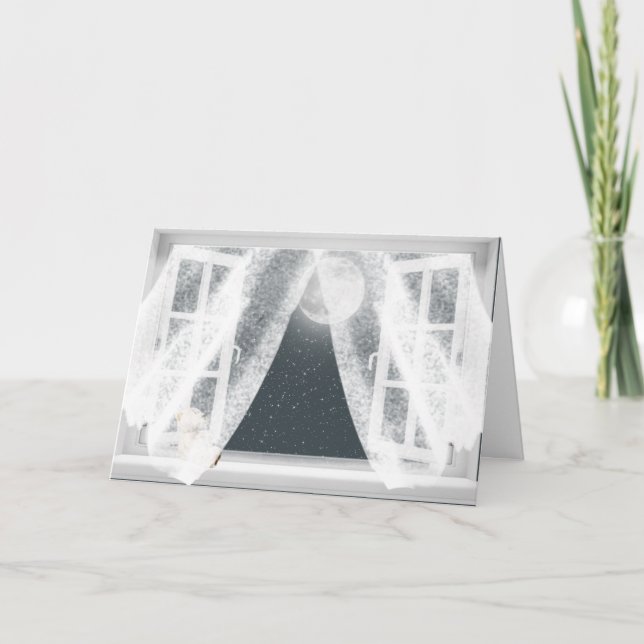 Vermisster Teddybär im Fenster Karte (Vorderseite)