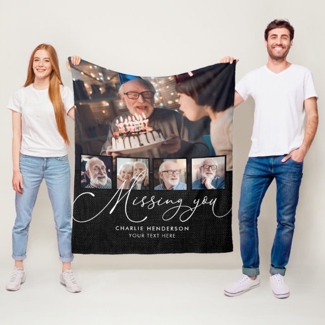 Vermisstes 5-Foto Collage Handgeschriebenes Memori Fleecedecke (Beispiel)
