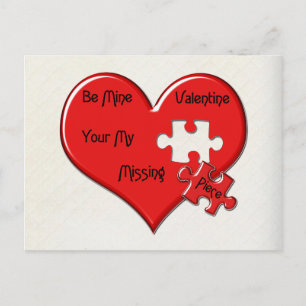 Vermisstes Piece Valentine Herz Postkarte