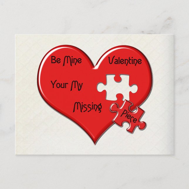 Vermisstes Piece Valentine Herz Postkarte (Vorderseite)