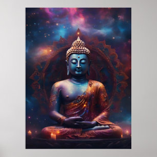 Vermittlung von Buddha mit Mandala Poster