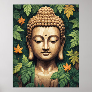 Vermittlung von Buddha Moderne Pixelkunst Poster