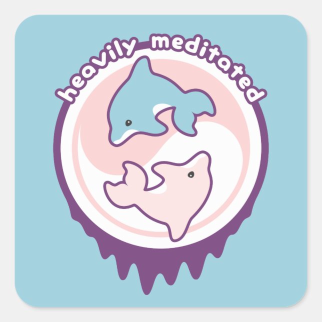 Vermittlung von Delphinen mit Yin Yang Quadratischer Aufkleber (Vorderseite)