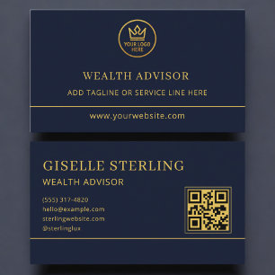 Vermögensberater Blau Gold Logo QR Code Visitenkarte