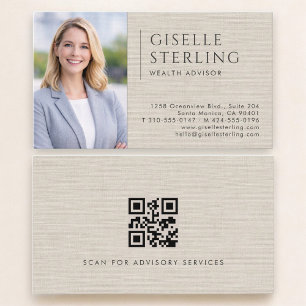 Vermögensberater Leinen Foto QR Code Visitenkarte
