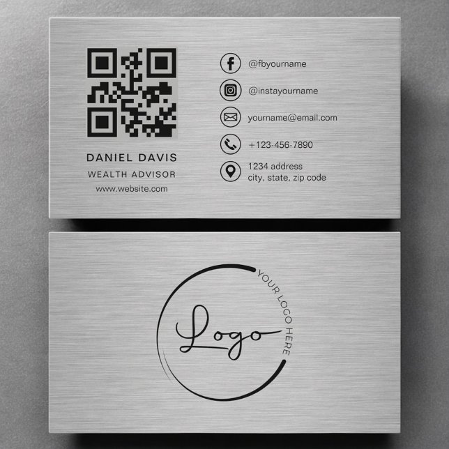 Vermögensberater-Metall-QR-Code Visitenkarte (Von Creator hochgeladen)