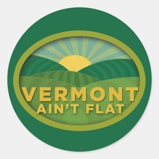 Vermont Ain't Flat Runder Aufkleber (Vorderseite)