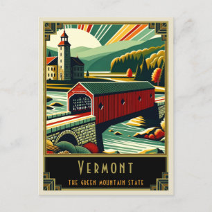 Vermont   Art Deco Postkarte