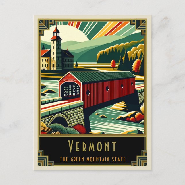 Vermont | Art Deco Postkarte (Vorderseite)