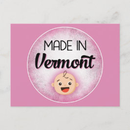 Vermont Baby Funny Pink New Girl Postcard Postkarte