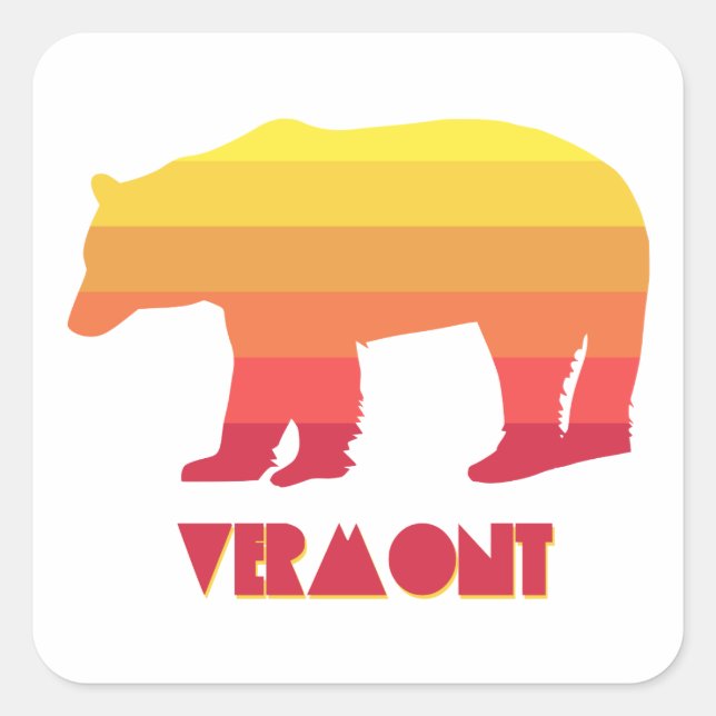 Vermont Bear Quadratischer Aufkleber (Vorderseite)
