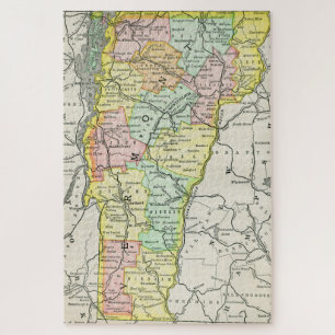 Vermont Cities & Roads Farbenfrohe Karte Puzzle