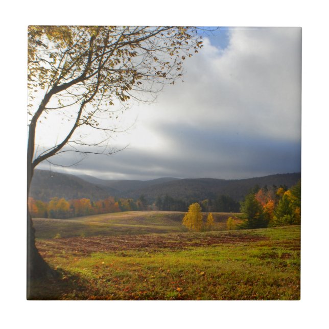Vermont Cloudy Fall Day Tile Fliese (Vorderseite)