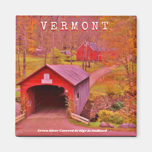 Vermont Covered Bridge - 2 Zoll Square Magnet