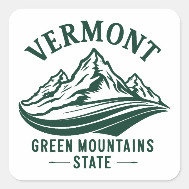 Vermont Der grüne Staat Quadratischer Aufkleber (Vorderseite)