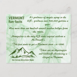 Vermont, der Grüne Staat Spaß Fakten Postkarte