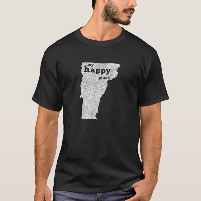 Vermont Distressed Happy Place T-Shirt (Vorderseite)