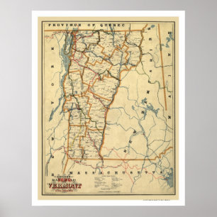Vermont-Eisenbahn u. Stadtkarte 1896 Poster