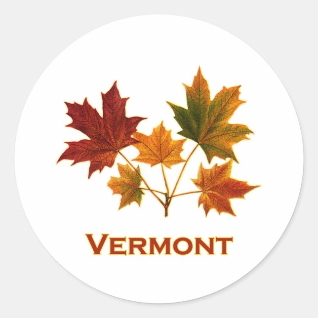 Vermont Fall Foliage - Ahorn-Blätter Runder Aufkleber (Vorderseite)